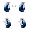 Service Caster 6 Inch Kingpinless Solid Poly Wheel Caster Swivel Locks 2 Brakes SCC, 2PK SCC-KP30S620-SPUR-BSL-2-SLB-2